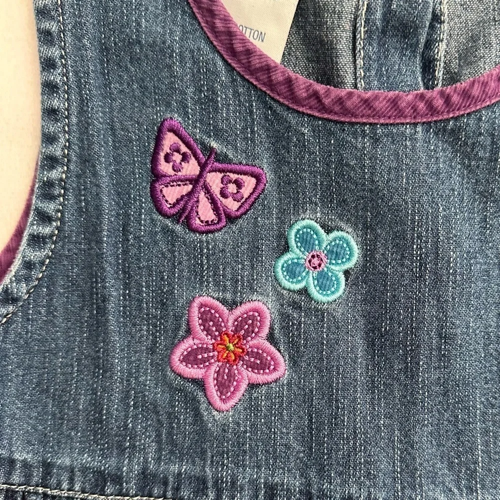 Vintage Y2K Oshkosh B’Gosh Denim Jean & Purple Sleeveless Dress 4T Toddler Girl